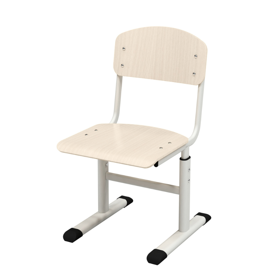 Стілець учнівський Т-подібний, на плоскоовальній металевій трубі, з покриттям фанери пластиком HPL, рост. групи №3-6, АЛМАНТ, 385х475х700-820 мм, (h=340-460 мм)